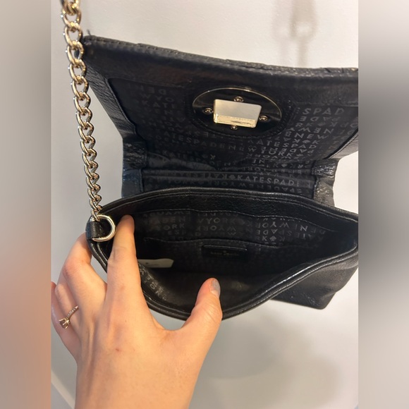 Kate Spade Astor Court Naomi Metallic Quilted Black Shoulder Bag - Picture 10 of 11